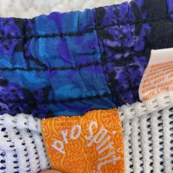 Pro Spirit Blue Purple Hawaiian Floral Vintage Swim Trunks: Size XXL - Picture 6 of 7